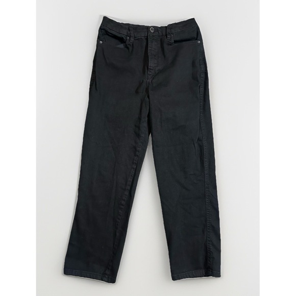 Good American Denim - GOOD AMERICAN Women's SIZE 12 Black Straight Leg Stretchy Jeans Denim